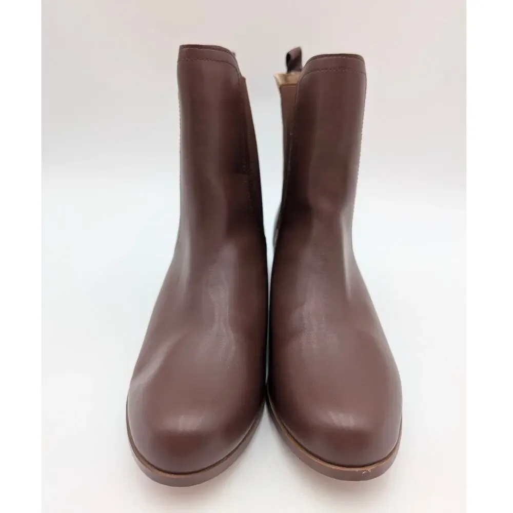 Chase + Chloe Junie Ankle Boots Elastic Panel Women's Cognac Brown Sz US8.5 EU39